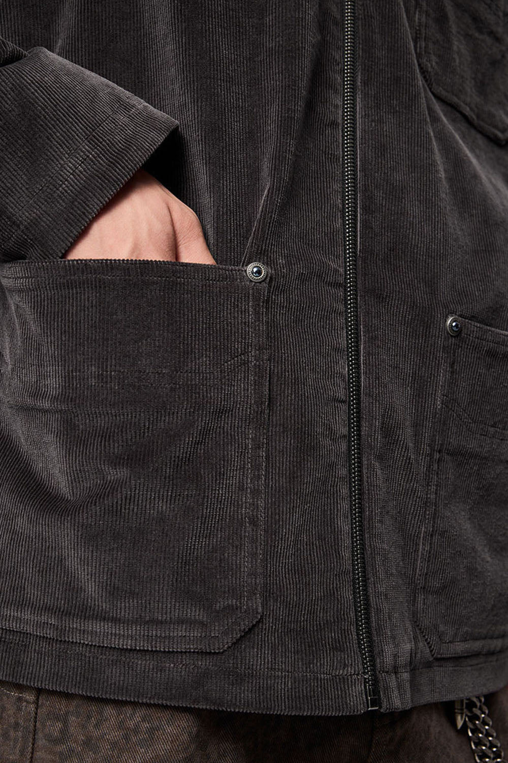 Studded Corduroy Jacket - Gray