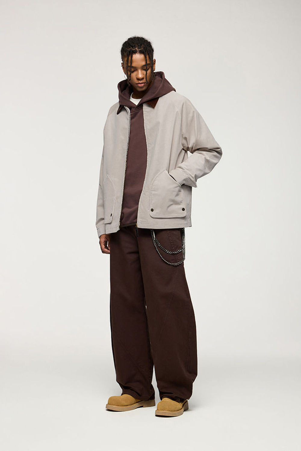 Corduroy Collar Utility Jacket - Apricot