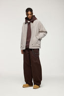 Corduroy Collar Utility Jacket - Apricot
