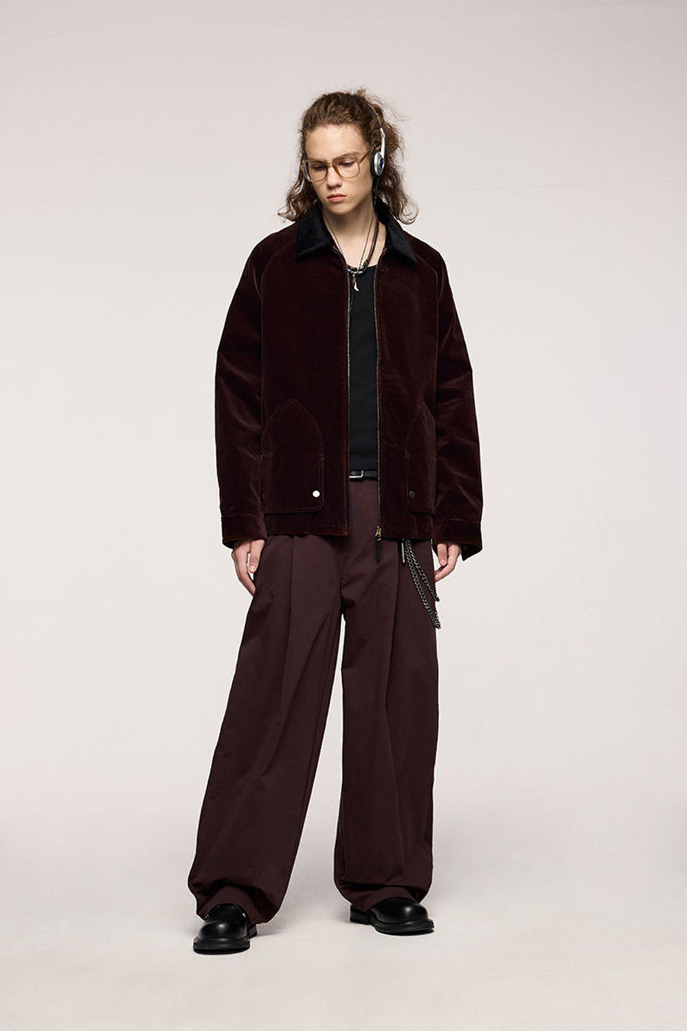 Corduroy Collar Utility Jacket - Coffee
