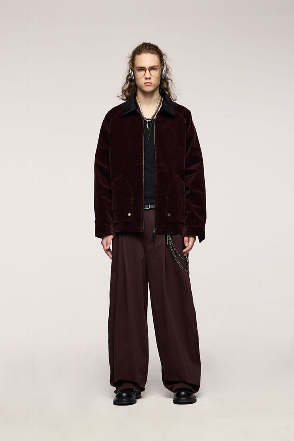 Corduroy Collar Utility Jacket - Coffee