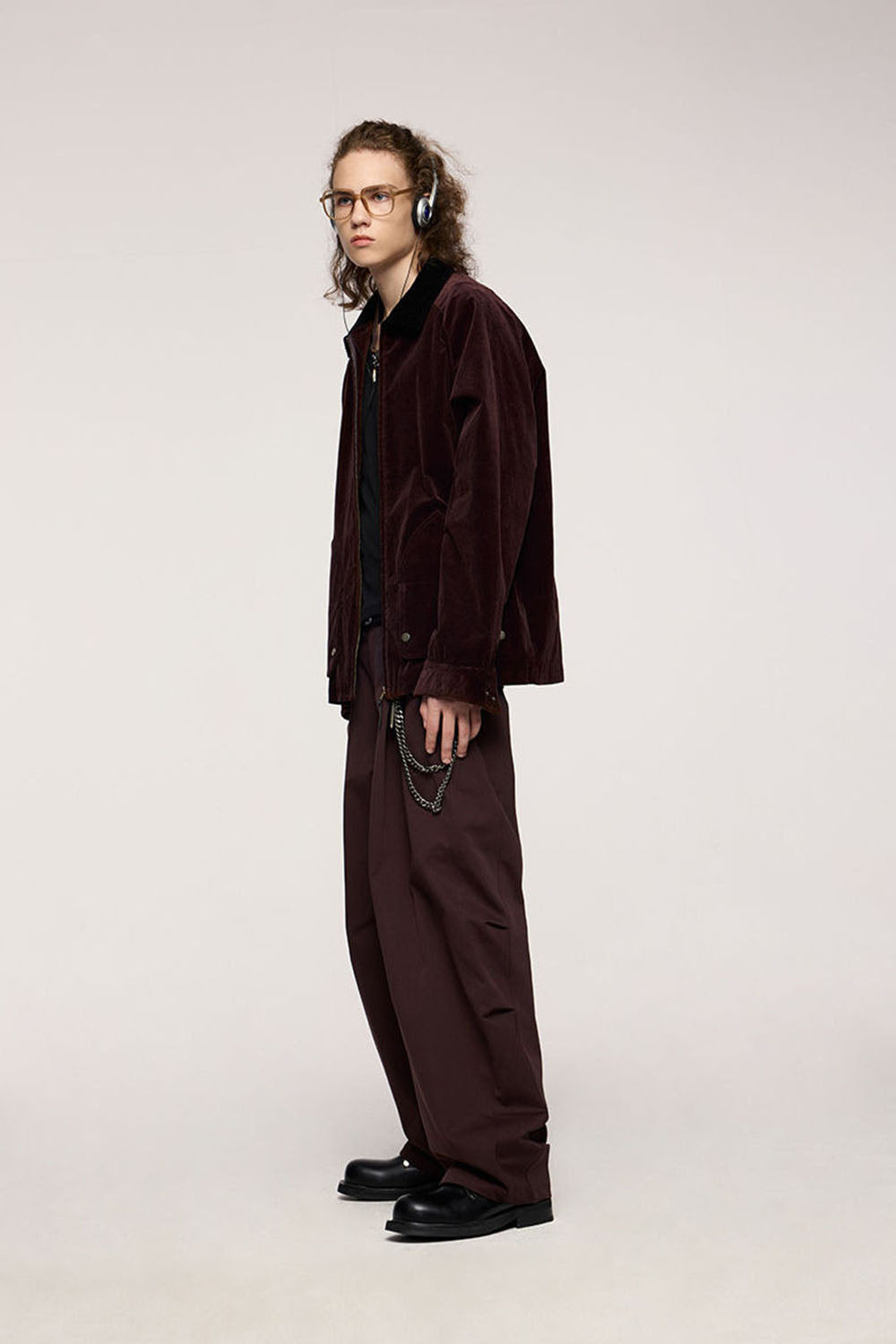 Corduroy Collar Utility Jacket - Coffee