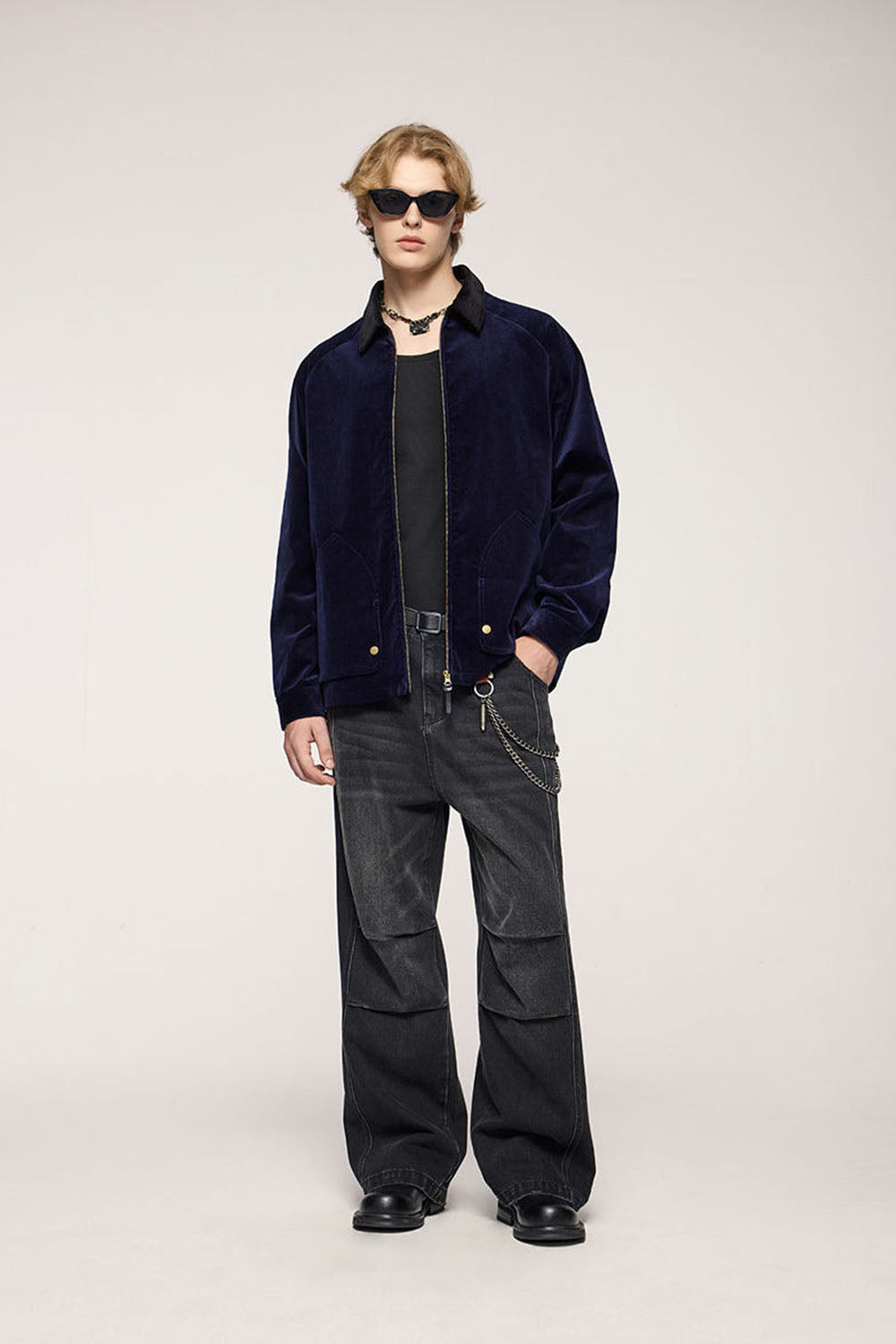 Corduroy Collar Utility Jacket - Royal Blue