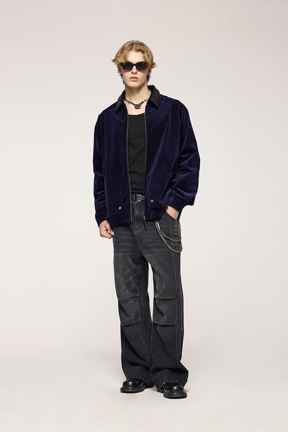 Corduroy Collar Utility Jacket - Royal Blue