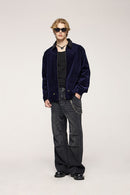 Corduroy Collar Utility Jacket - Royal Blue
