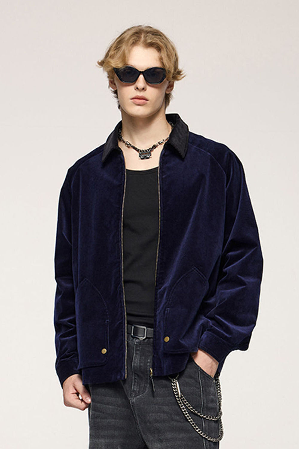 Corduroy Collar Utility Jacket - Royal Blue