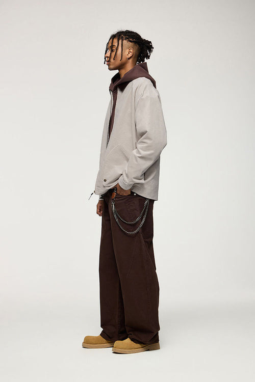 Corduroy Collar Utility Jacket - Apricot