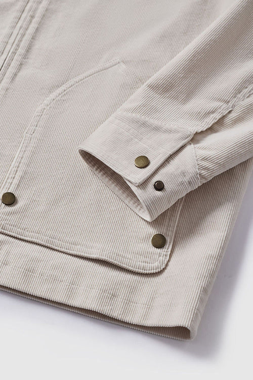 Corduroy Collar Utility Jacket - Apricot