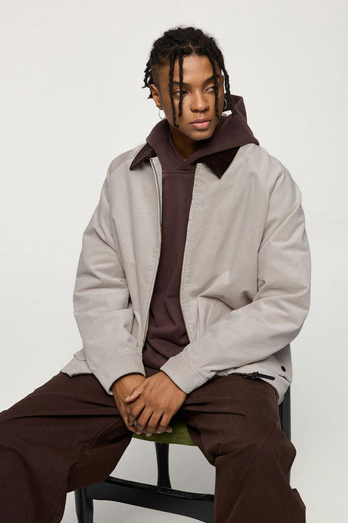 Corduroy Collar Utility Jacket - Apricot