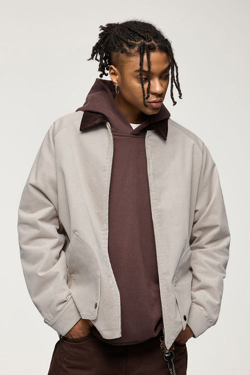 Corduroy Collar Utility Jacket - Apricot