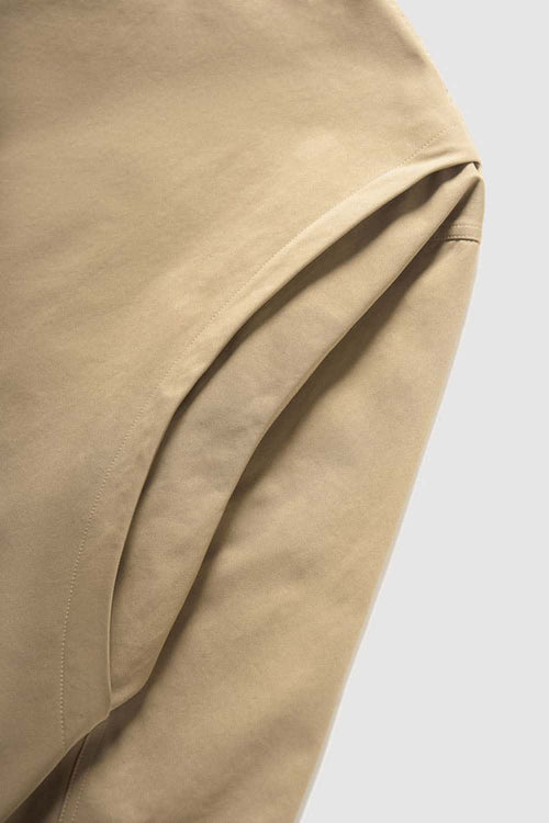 Corduroy-Collar Snap-Front Utility Jacket in Khaki - product detail close-up