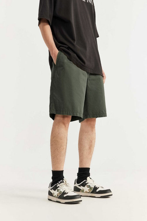 Washed Reversible Shorts - Military Green