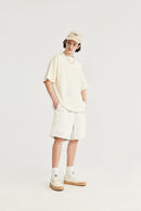 Washed Reversible Shorts - Apricot