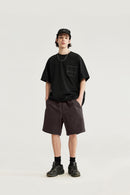 Washed Reversible Shorts - Coffee