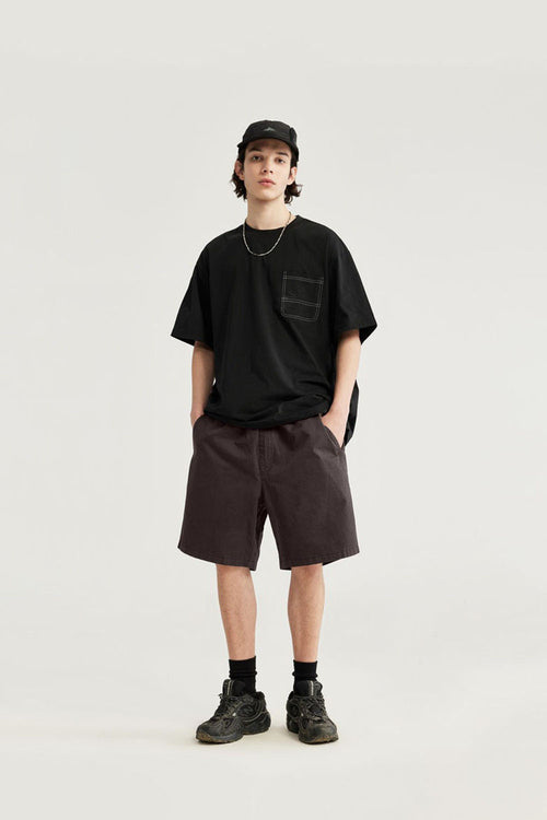 Washed Reversible Shorts - Coffee