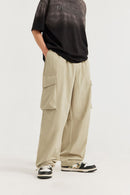 Crinkle Cargo Straight-Leg Pants - Khaki