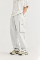 Crinkle Cargo Straight-Leg Pants - Beige Gray