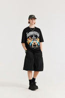 Crinkle Nylon Utility Shorts - Black