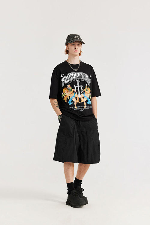 Crinkle Nylon Utility Shorts - Black