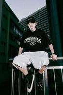 Brushed Cotton Graphic Tee - Black