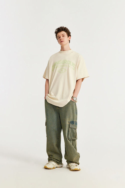 Brushed Cotton Graphic Tee - Apricot