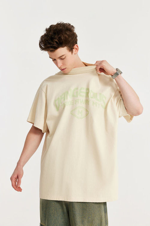 Brushed Cotton Graphic Tee - Apricot