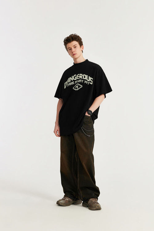 Brushed Cotton Graphic Tee - Black