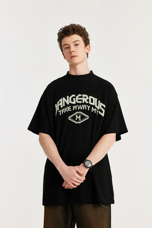 Brushed Cotton Graphic Tee - Black