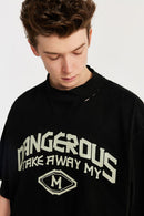 Brushed Cotton Graphic Tee - Black