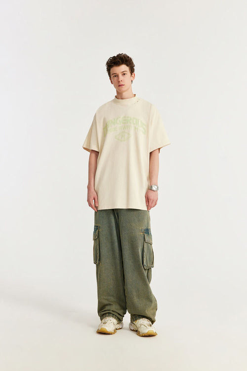 Brushed Cotton Graphic Tee - Apricot