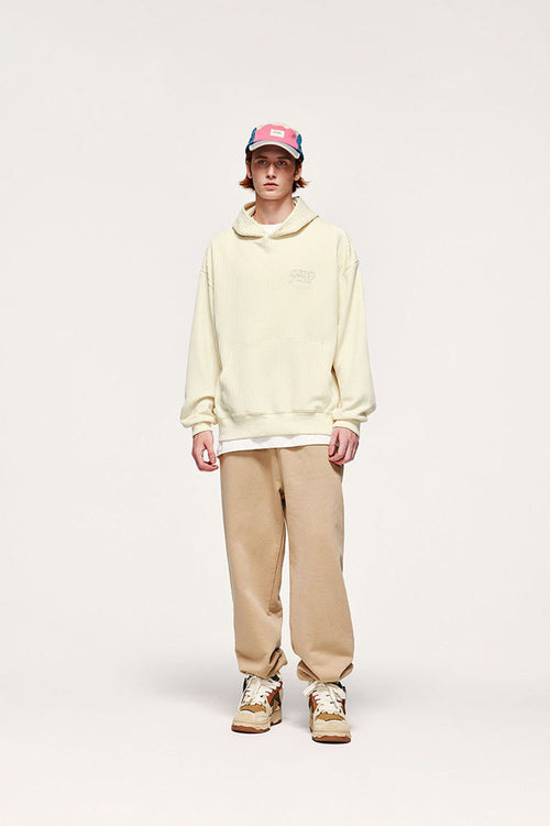 Heavyweight Embroidered Relaxed Hoodie - Apricot