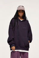 Heavyweight Embroidered Relaxed Hoodie - Purple