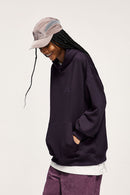 Heavyweight Embroidered Relaxed Hoodie - Purple
