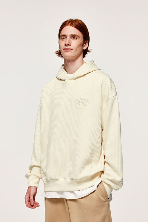 Heavyweight Embroidered Relaxed Hoodie - Apricot
