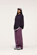 Heavyweight Embroidered Relaxed Hoodie - Purple