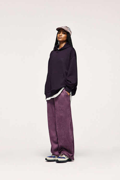 Heavyweight Embroidered Relaxed Hoodie - Purple