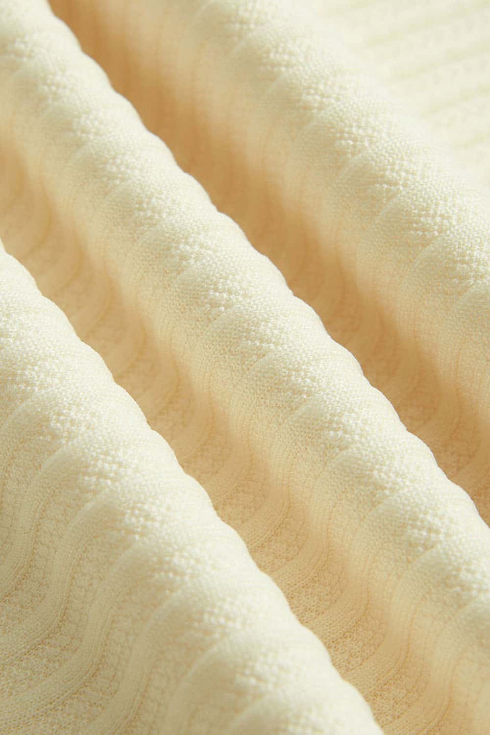 Embroidered Vertical-Rib Relaxed Pullover Hoodie in Apricot - product detail close-up