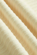 Embroidered Vertical-Rib Relaxed Pullover Hoodie in Apricot - product detail close-up