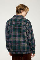 Textured Plaid Shirt Jacket - Green