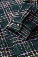 Textured Plaid Shirt Jacket - Green