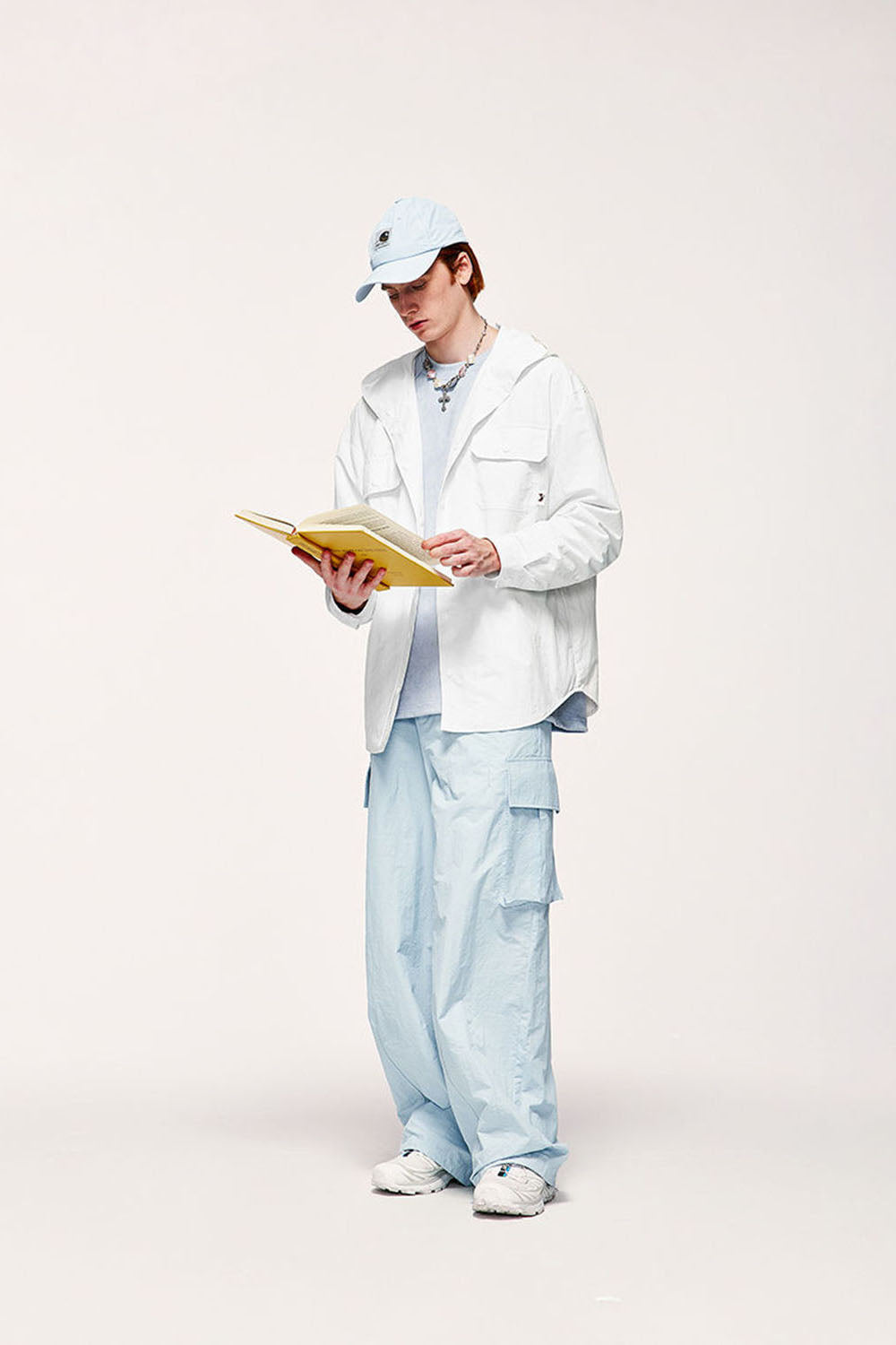 Fine Checkered Water-Resistant Utility Hooded Shirt Jacket