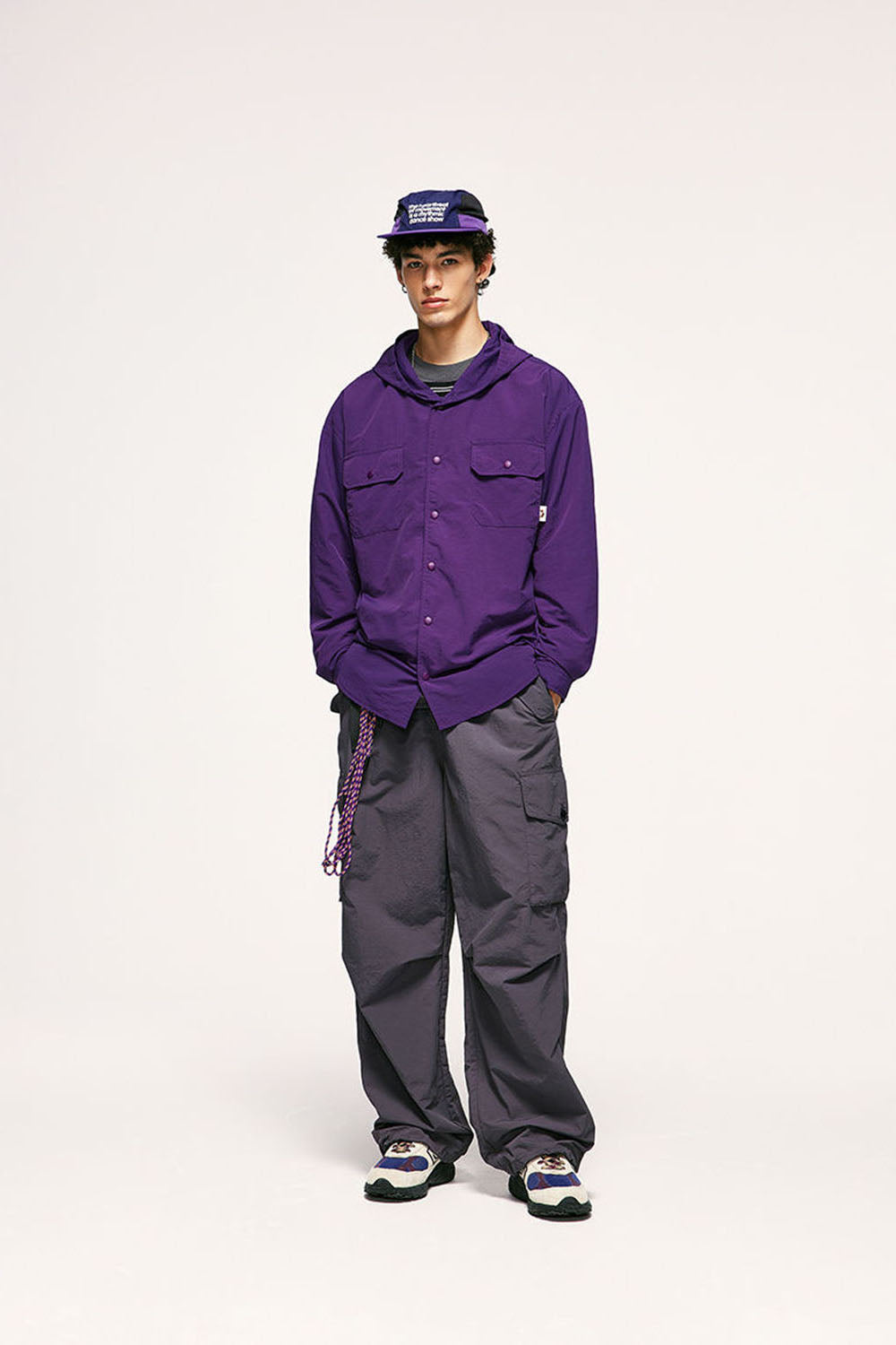 Fine Checkered Water-Resistant Utility Hooded Shirt Jacket