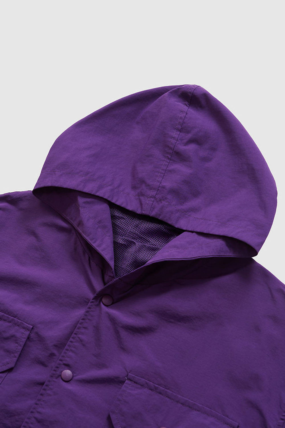 Fine Checkered Water-Resistant Utility Hooded Shirt Jacket