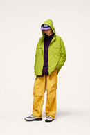 Water-Repellent Hooded Snap-Front Nylon Shirt Jacket in Green - full-length front modeled view
