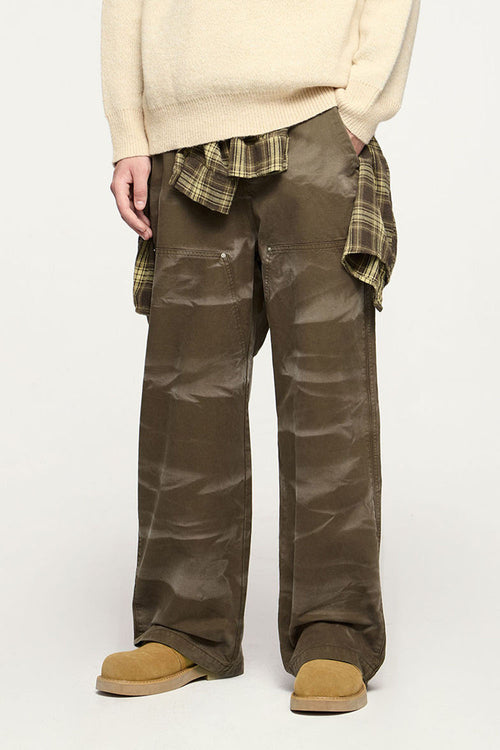 Vintage Wash Utility Carpenter Pant - Khaki Green