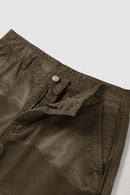 Washed Cotton Wide-Leg Carpenter Pants in Khaki Green - flat lay product detail