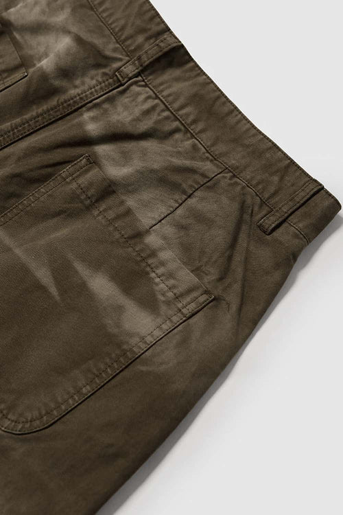 Washed Cotton Wide-Leg Carpenter Pants in Khaki Green - back pocket detail