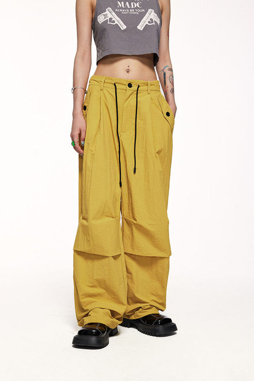 Vintage Wide-Leg Parachute Pant - Yellow
