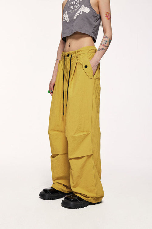 Vintage Wide-Leg Parachute Pant - Yellow