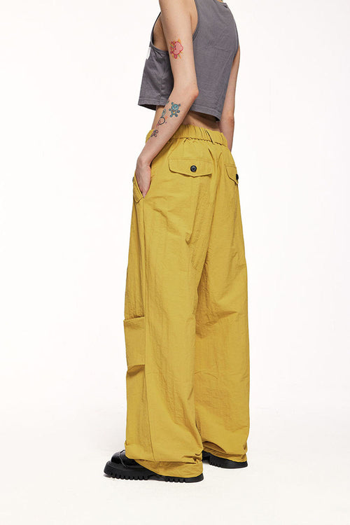 Vintage Wide-Leg Parachute Pant - Yellow
